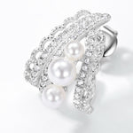 S925 Sterling Silver Vintage Lace Hollow Pearl Earrings