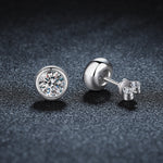 S925 Sterling Silver Moissanite Classic Round Stud Earrings