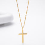 S925 Sterling Silver Simple Polished Cross Necklace
