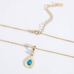 S925 Sterling Silver Teardrop-Shaped Opal Necklace with Zircon