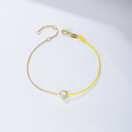 S925 Sterling Silver Heart-Shaped Zircon Stitching Colored Rope Bracelet