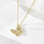 S925 Sterling Silver Zircon Inlaid Butterfly Necklace