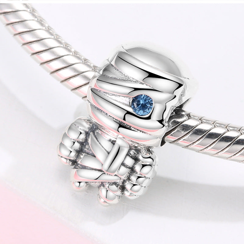 S925 Sterling Silver Mummy Egyptian Style Zircon Pendant