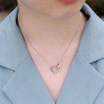 S925 Sterling Silver Full Rainbow Zircon Inlaid Heart-Shaped Necklace