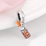 S925 Sterling Silver Orange Lipstick Inlaid Zircon Pendant