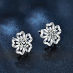 Summer Artistic-Style Moissanite Earrings — Cherry Blossom Studs for Women