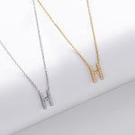 S925 Sterling Silver Simple Zircon Necklace with English Letters