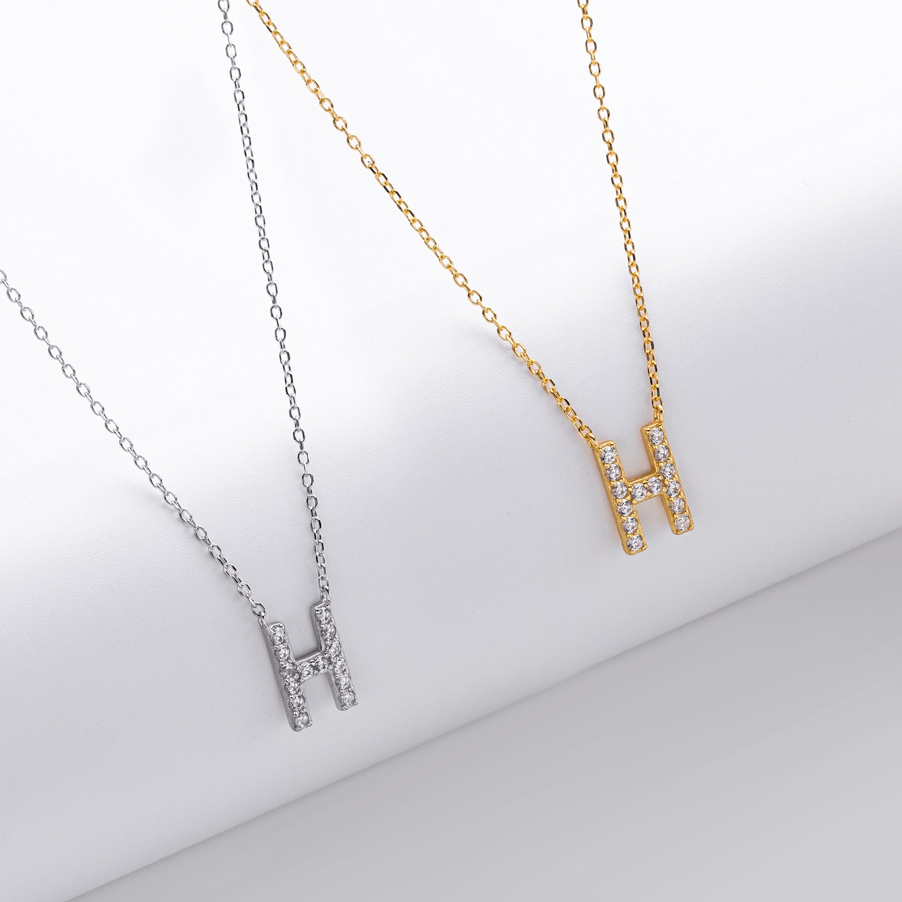 S925 Sterling Silver Simple Zircon Necklace with English Letters