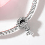 S925 Sterling Silver Inlaid Zircon Key Shape Pendant