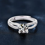 S925 Sterling Silver Moissanite Hollow Ring