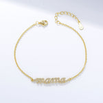 S925 Sterling Silver Zircon Letter Mama Bracelet