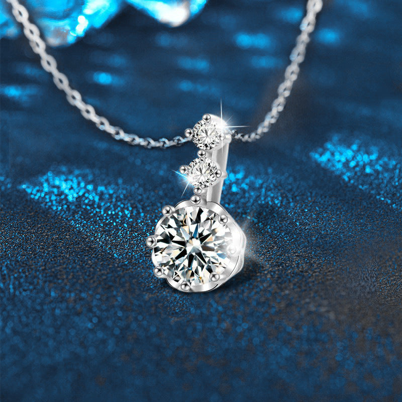 S925 Sterling Silver Moissanite Snowflake Pendant Necklace