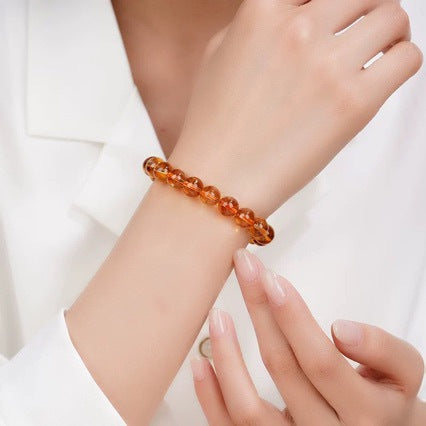 Natural Yellow Rutilated Quartz Single-Strand Bracelet