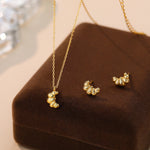 S925 Sterling Silver Croissant Necklace Set