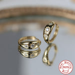 S925 Sterling Silver Octagonal Star Textured Hoop Earrings with Zirconia Inlay