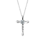 S925 Sterling Silver Moissanite Pendant Cross Necklace