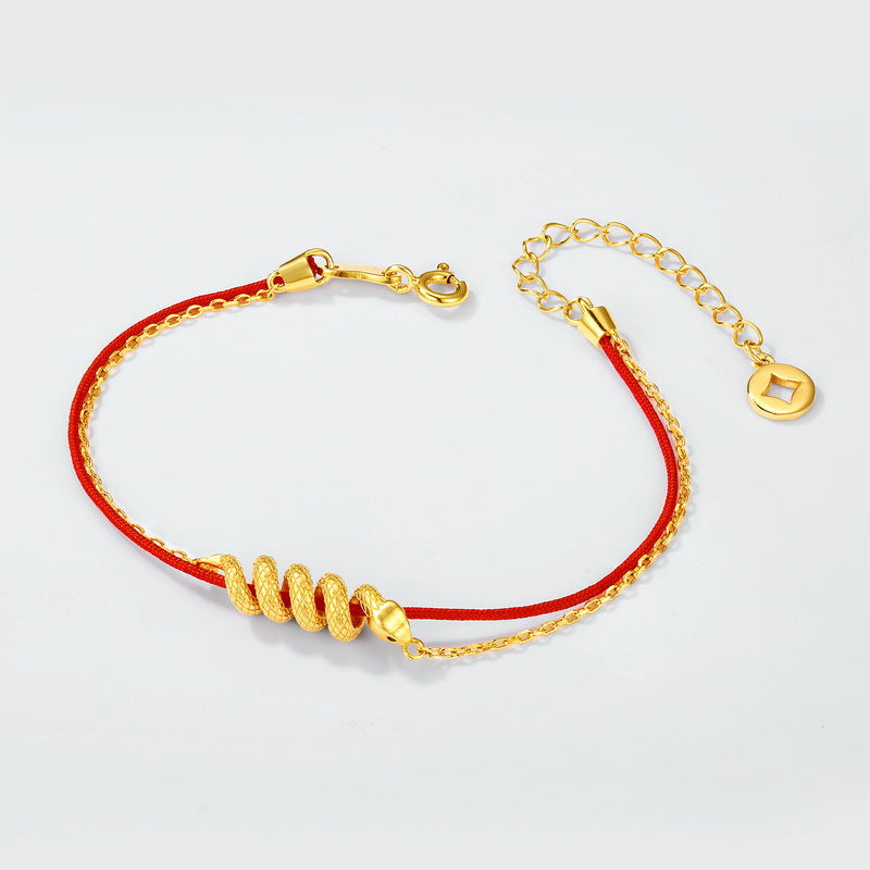 S925 Sterling Silver Red Braided Bracelet for the Year of the Snake