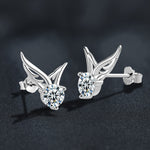 S925 Sterling Silver Moissanite Angel Wing Earrings