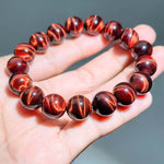 Natural Red Tiger's Eye Beaded Bracelet, Hawk's Eye Lightning Eye Round Bead Bracelet