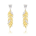 S925 Sterling Silver Gold-Plated Zircon Inlaid Wheat Tassel Earrings