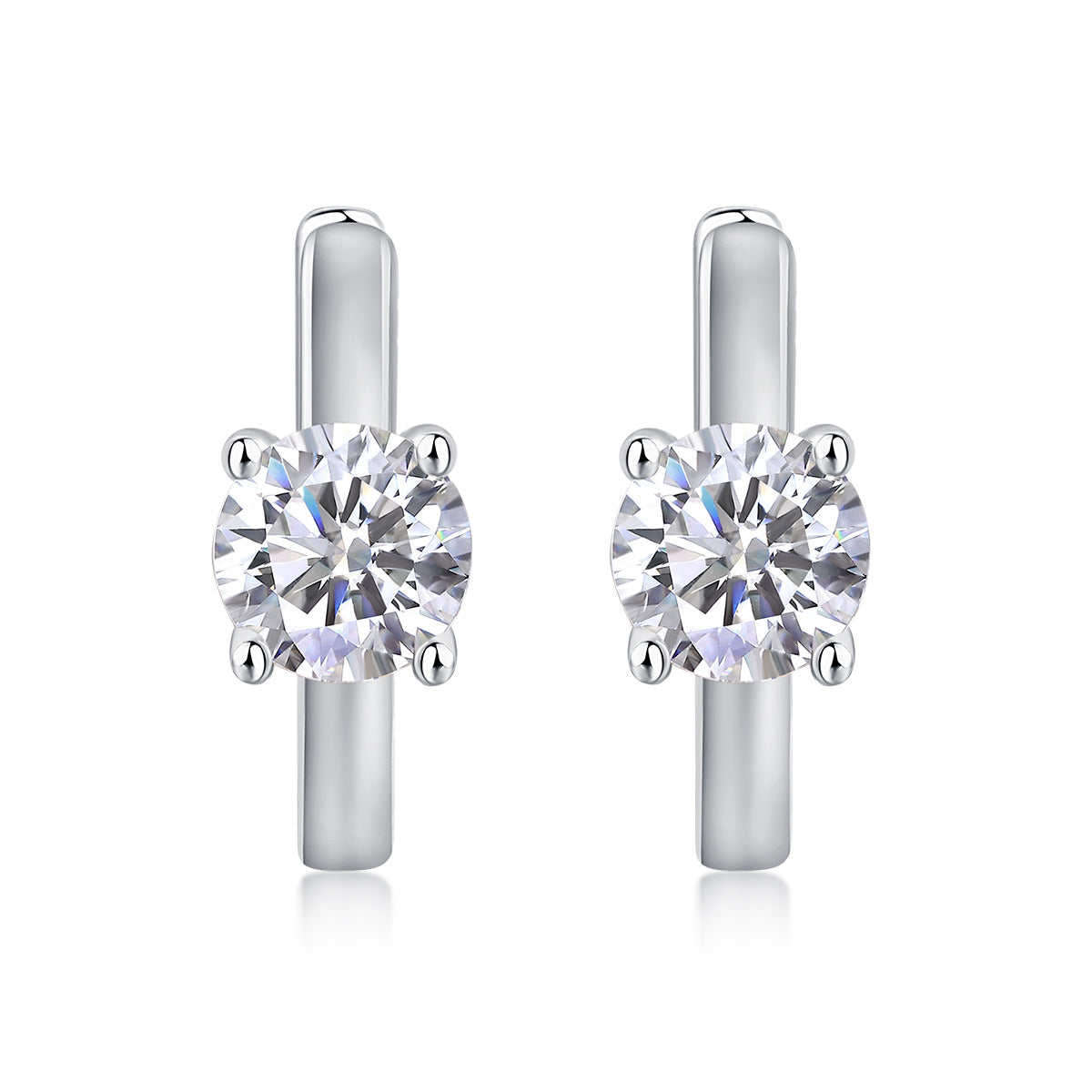 S925 Sterling Silver Round Moissanite Hoop Earrings