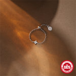 S925 Sterling Silver Moissanite Adjustable Chain Ring