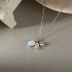 S925 Sterling Silver Moonstone and Zircon Collarbone Necklace