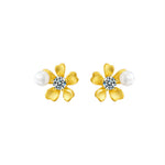 Moissanite & S925 Sterling Silver Orchid Pearl Stud Earrings