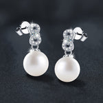 Elegant and sophisticated S925 sterling silver moissanite pearl stud earrings