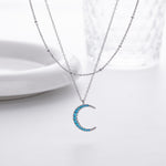 S925 Sterling Silver Moon Double Layer Necklace