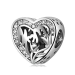 S925 Sterling Silver Loving Heart Hollow Zircon Trim Bead Pendant