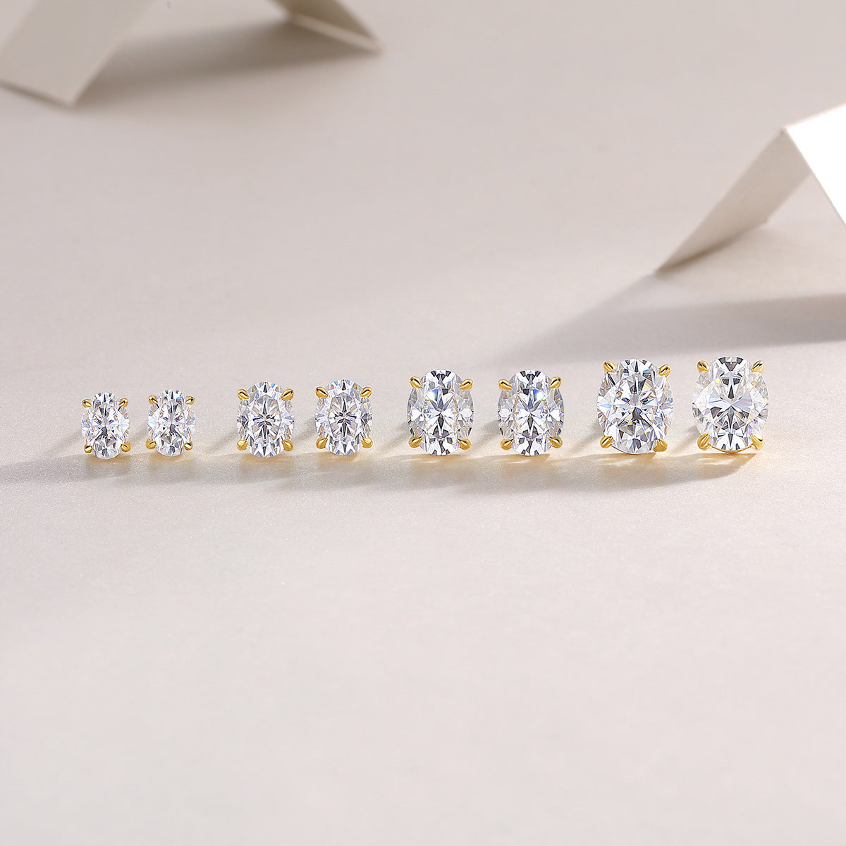 S925 Sterling Silver Gold-Tone Moissanite Stud Earrings
