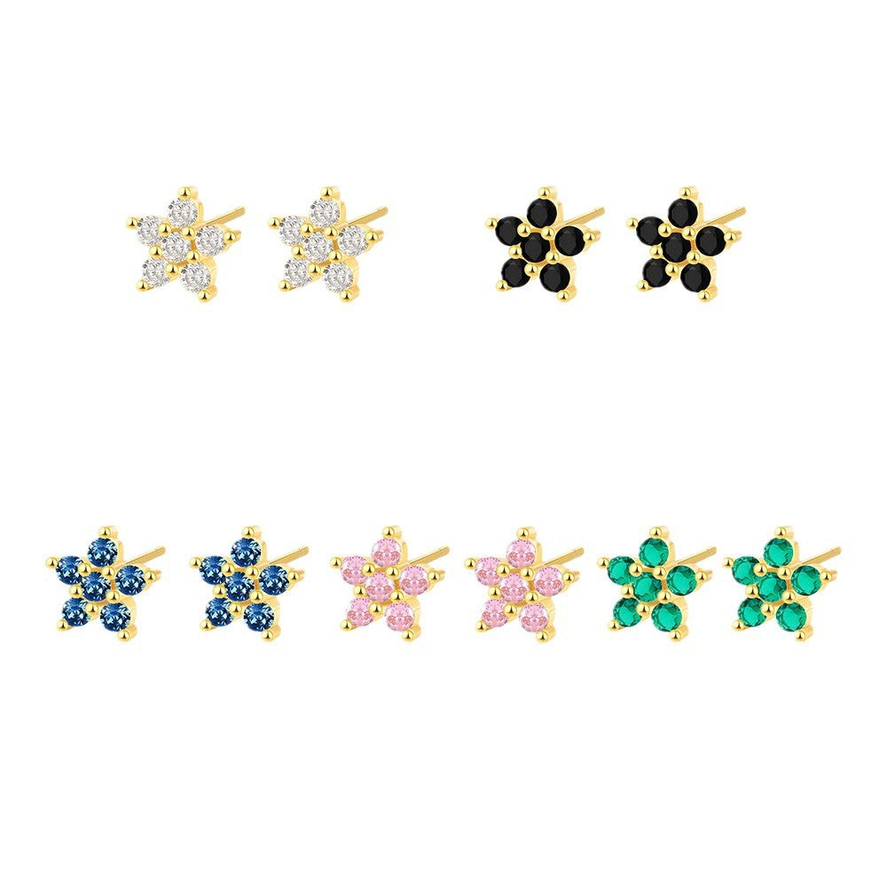 S925 Sterling Silver Colorful Zircon Stud Earrings