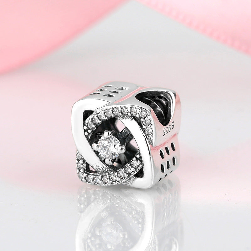 S925 Sterling Silver Infinite Ring Micro Inlaid Zircon Pendant