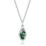 S925 Sterling Silver Geometric Horse Eye Opal Pendant Necklace