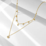 S925 Sterling Silver Double-Layer Simple Dot Zircon Necklace