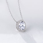 S925 Sterling Silver Oval Micro Inlaid Zircon Necklace