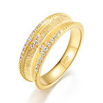 S925 Sterling Silver Gold-Plated Bohemian Vintage Style Zircon Ring