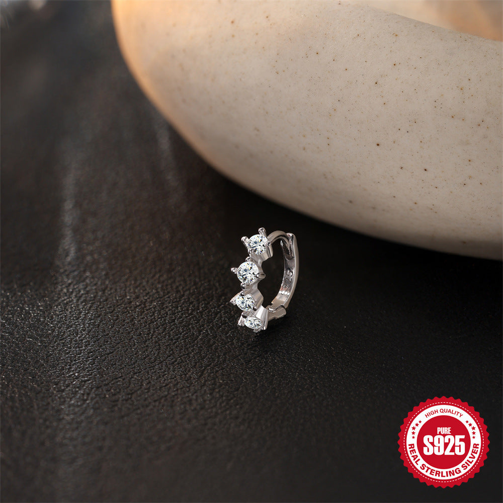S925 Sterling Silver Micro-Pave Moissanite Non-Pierced Ear Cuff(Single unit)