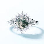 S925 Sterling Silver Ring Inlaid with Moss Agate