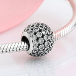 S925 Sterling Silver Spherical Hollow-out Dense Inlaid Zircon Flower Bead Pendant