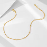 S925 Sterling Silver Vintage 14K Gold Classic Small Beads Anklet