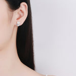 Natural Freshwater Pearl Stud Earrings, Set in 925 Sterling Silver with Moissanite Accents