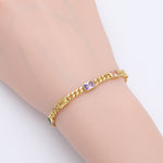 925 Sterling Silver Bracelet with Colorful Square Stones