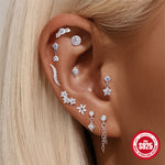 S925 Sterling Silver Snowflake & Wave Spinner Tassel Moissanite Earrings(Single unit)