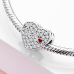 S925 Sterling Silver Loving Heart ECG Diamond Beaded Zircon Pendant