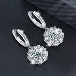 925 Sterling Silver Moissanite Elegant Sunflower Earrings