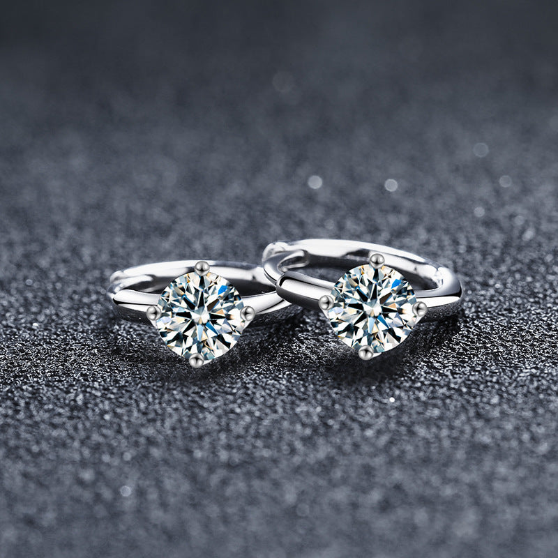 Moissanite minimalist classic four-prong earrings, versatile style