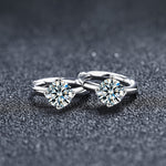 Moissanite minimalist classic four-prong earrings, versatile style