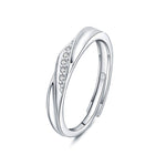 S925 Sterling Silver Wave Moissanite Couple Ring